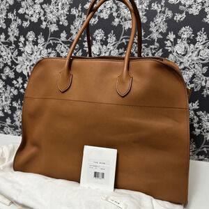 The Row Soft Margaux 17 Bag in Cuir | Brown Saddle Leather w/ Dust Bag and Tags